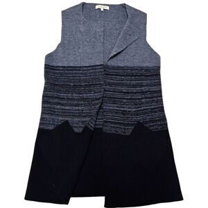 Cocogio Italy gray black wool blend long sleeveless cardigan vest size S